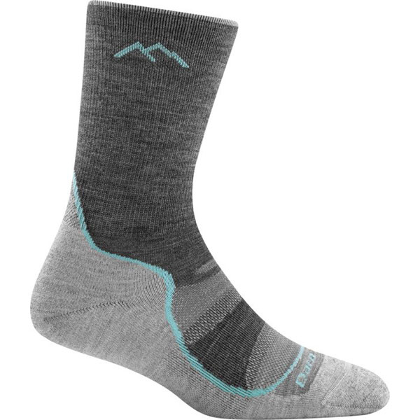 Darn Tough Light Hiker Micro Crew sock in slate gray with teal accent trim