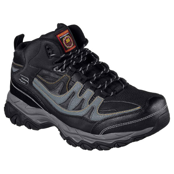 Skechers Work Rebem steel toe slip resistant work boot in black, profile view