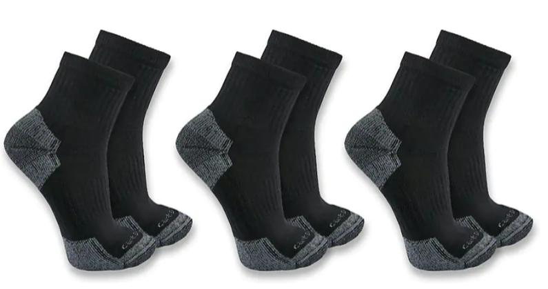 Carhartt Socks 3-Pack Midweight Cotton Blend Quarter (Men’s)