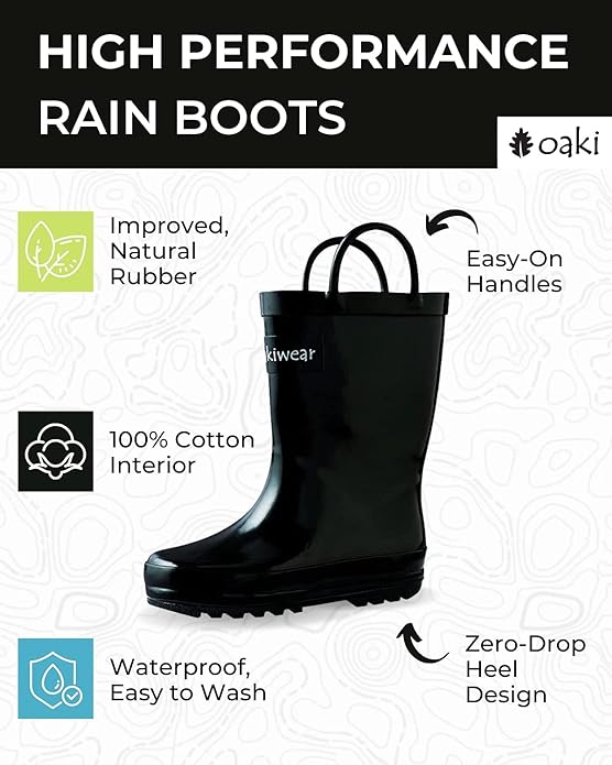 Oaki Jet Black Handle Rain Boots (Toddler’s/Little Kid’s/Big Kid’s)
