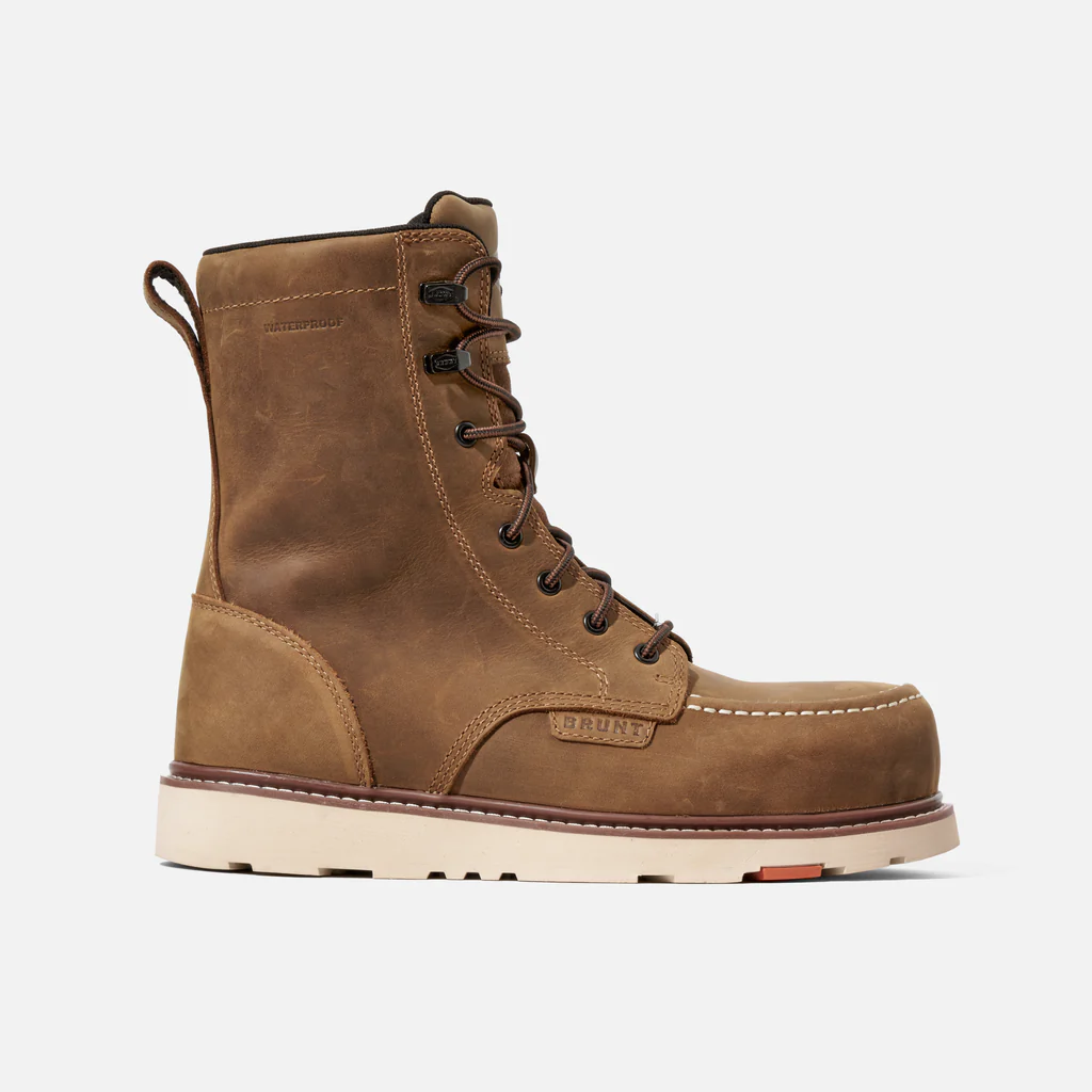 Brunt, Marin 8 inch, Work Boot, Comp Toe, Brown, Men's, side view