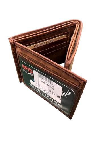 Deerfield Leathers Genuine Leather Bi-Fold Wallet-51305 Brown