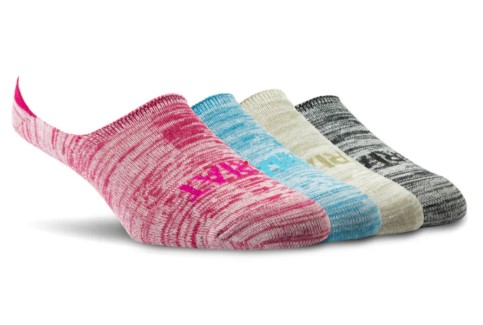 Ariat 4-Pack No Slip No-Show Socks in pink, blue, cream and gray, women's