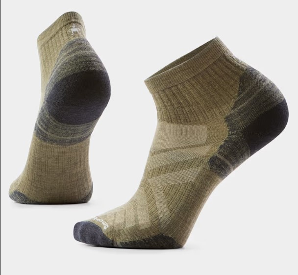 Smartwool Hike Ankle Targeted Cushion Socks, men's, olive green with charcoal heel and toe