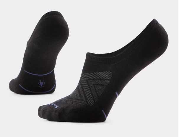 Smartwool Run No Show Targeted Cushion Socks, men's, black with purple accent stripes