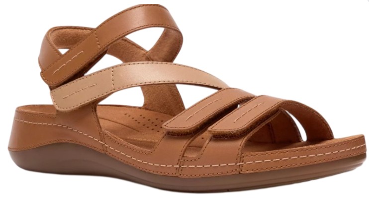Clarks Cecily Mix Combination sandal (Women's) in beige, front view