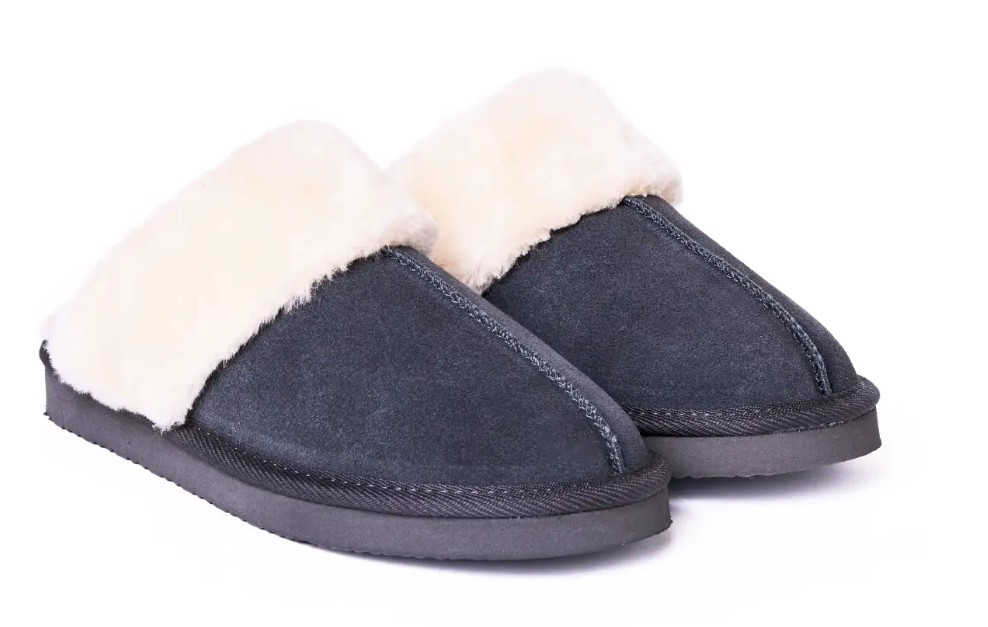 Women's, Minnetonka, Chesney, Slipper, Charcoal, Pair View