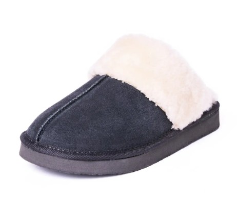Women's, Minnetonka, Chesney, Slipper, Charcoal, Front View