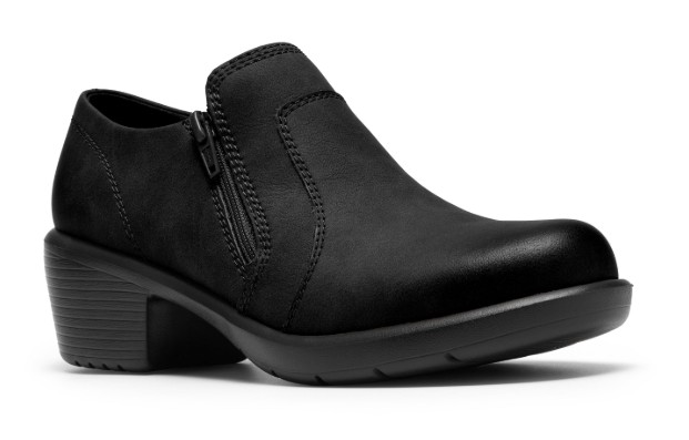 Women's, Clarks, Kynnzie Zip, Block Heel Shoe, Black, Front View