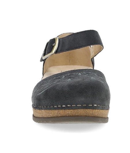Women's, Dansko, Mae, Mary Jane, Charcoal Embroidered, Front View
