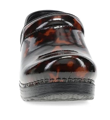 Women's, Dansko, Professional Clog, Tortoise Patent, Front View