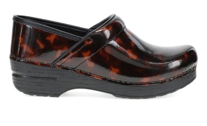 Women's, Dansko, Professional Clog, Tortoise Patent, Lateral View