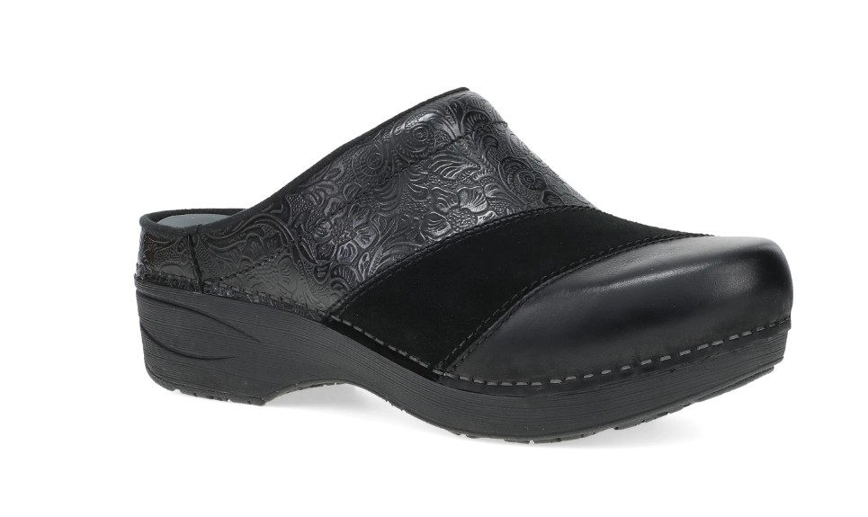 Women's, Dansko, Zinnia, Mule, Black, Lateral View