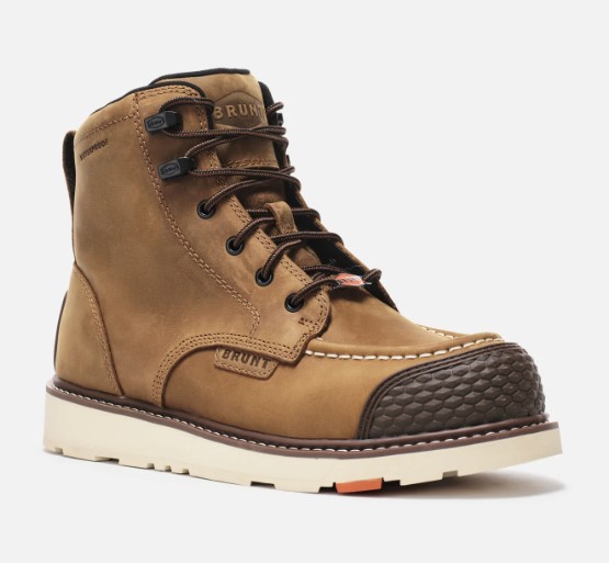 Brunt, 6 inch Marin, Comp Toe, Brunt Toe, Work Boot, Brown, Men's, angle view
