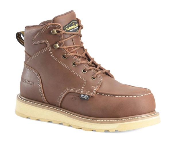 Carolina, Gruntz, 6 Inch Work Boot, Wedge, Comp Toe, Tan, Men's, angle view