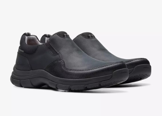 Clarks, Walpath Step, Slip On Shoe, Black, Men's, pair view