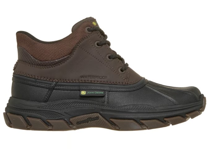 Skechers John Deere Slip In Swamper Mid Boot Chocolate Black side view